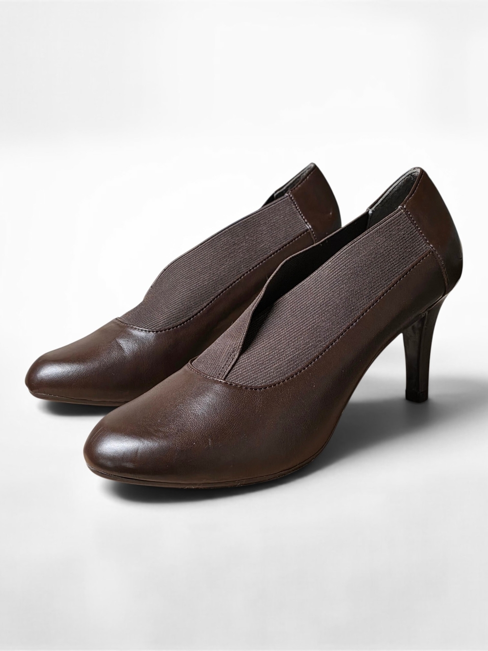 Soft Style Brown Mid Heel Slip-On Confort Pumps Size 7.5